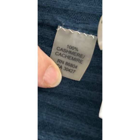 Magaschoni 100% Cashmere Ribbed Turtleneck Sweater Blue Green Long Sleeve - Picture 7 of 8